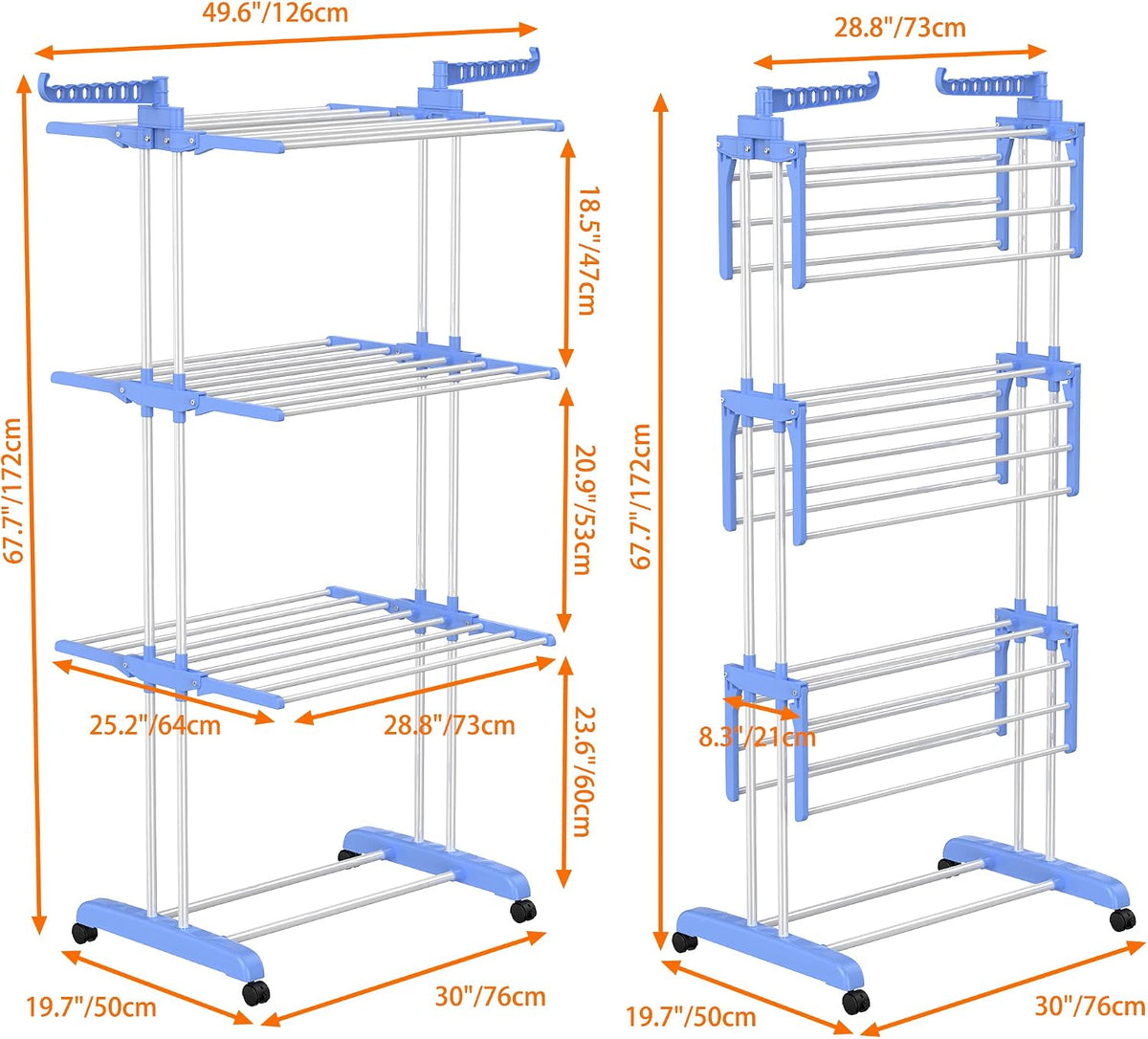 HOMIDEC Clothes Drying Rack, 4-Tier(67.7" H) Foldable Drying Rack Clothing