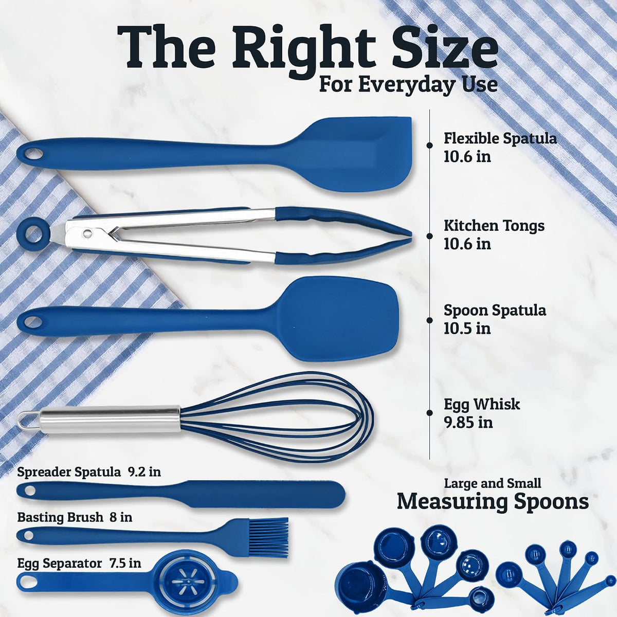 Priority Chef 6Pc Stainless Steel Mixing Bowls with Lids Set, Huge 7 Qrt Size Metal Bowl Set for Kitchen, 3 Graters, Non-Slip Bases &amp; Silicone Utensils Set, Blue