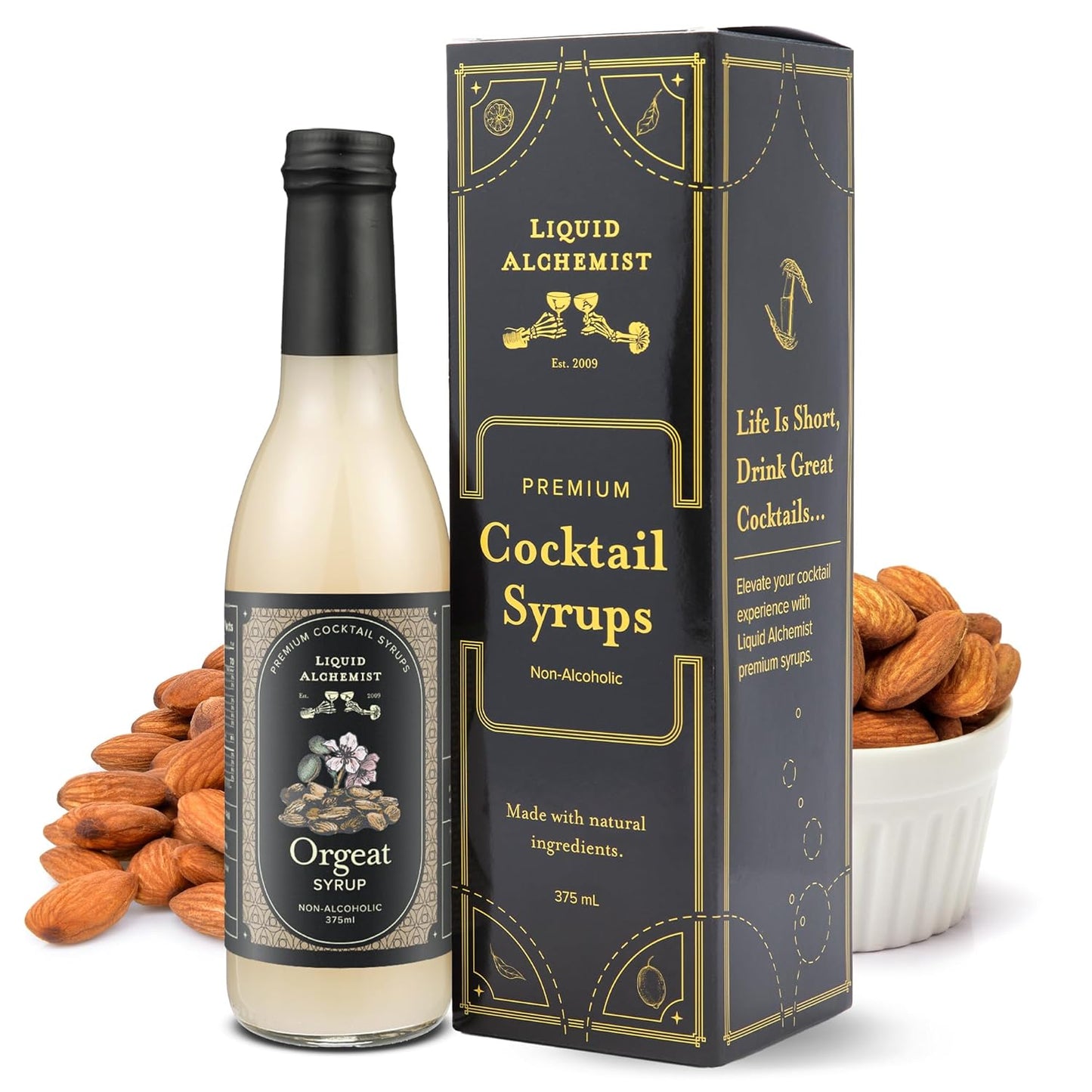 Liquid Alchemist Orgeat Syrup for Cocktails | Real Ingredients Make Our Almond Orgeat Syrup for Drinks the Perfect Mai Tai Mix | Small Batch, Non-GMO &amp; Vegan | 12.7 oz Drink Mixer, Pack of 1