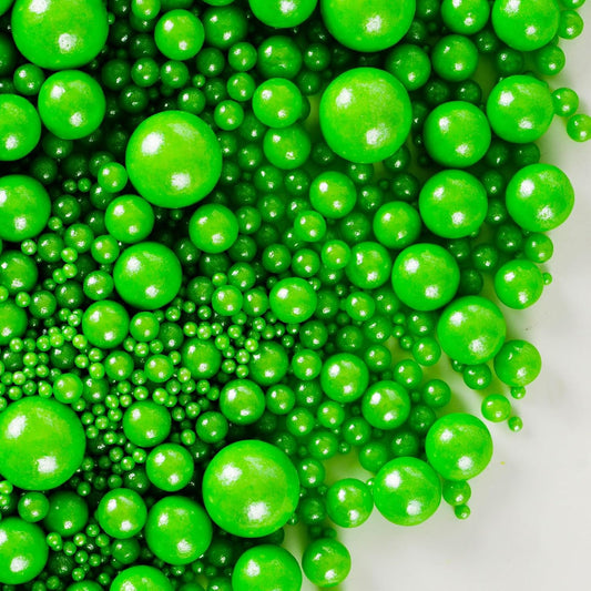 Kasvan Christmas Green Pearl Sugar Sprinkles - Edible Candy Pearls 130g/4.58 Oz, Mix Size, Baking Cake Decorations, Ice