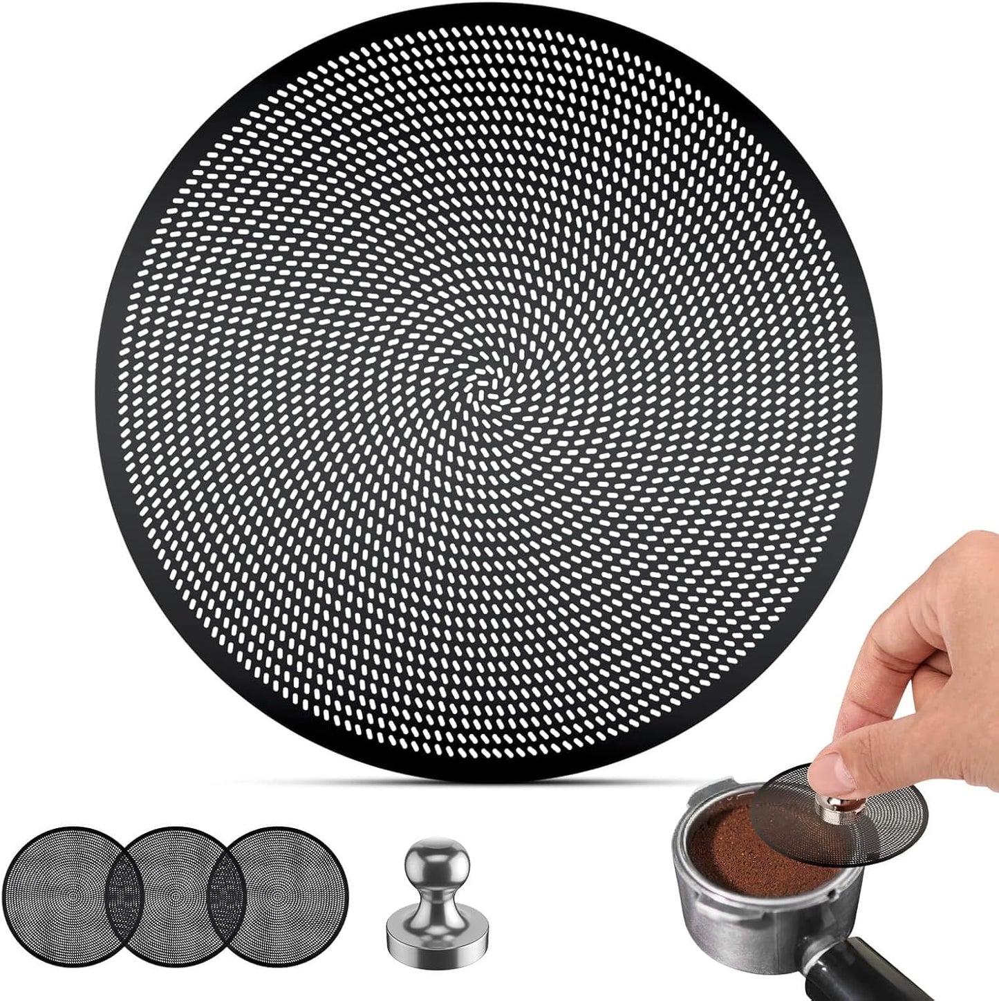 3-Pack 54mm Espresso Puck Screen, 53.5mm, 0.2mm Ultra-Thin Stainless Steel Reusable Puck Screen, Fits Breville 54mm Portafilters and Ninja Luxe (Black)