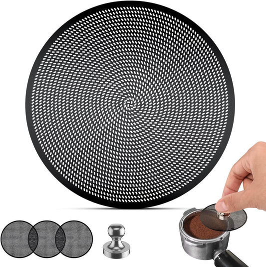 3-Pack 54mm Espresso Puck Screen, 53.5mm, 0.2mm Ultra-Thin Stainless Steel Reusable Puck Screen, Fits Breville 54mm Portafilters and Ninja Luxe (Black)