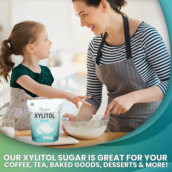 DureLife XYLITOL Sugar Substitute 1 LB (16 OZ) Made From 100% Pure Birch Xylitol NON GMO - Gluten Free - Kosher, Sugar alternative,