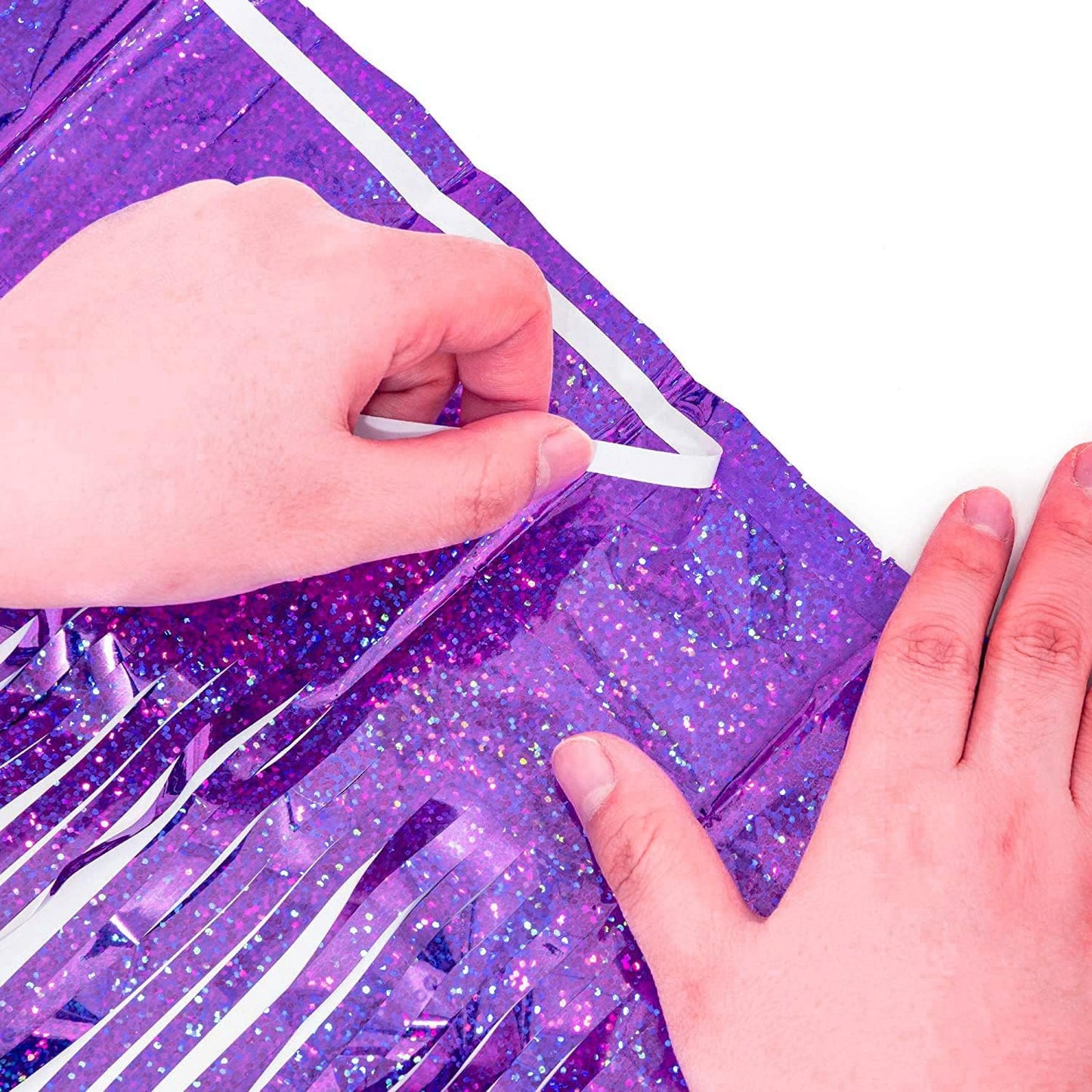 BRAVESHINE Purple Foil Fringe Curtains | Party Streamers Backdrop | 3.2x8.2ft Tinsel Curtain for Hunters/Girls/Birthday/Mermaid/Bachelorette/Anniversary/Engagement//Bridal Shower Decorations