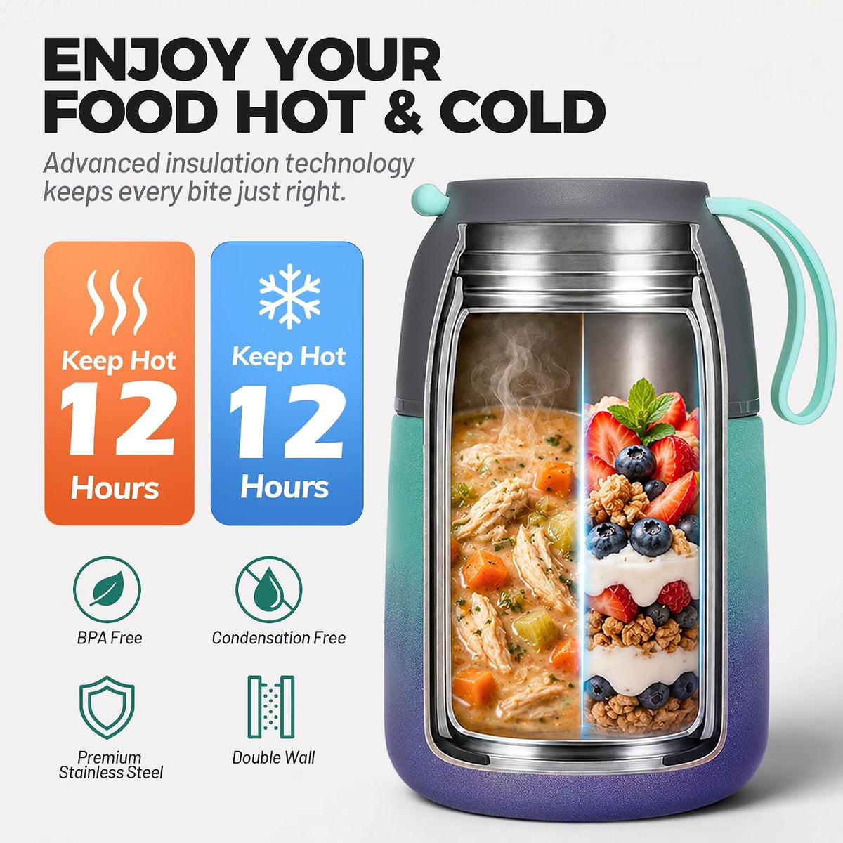 Insulated Thermo Soup Jar for Kids & Adults