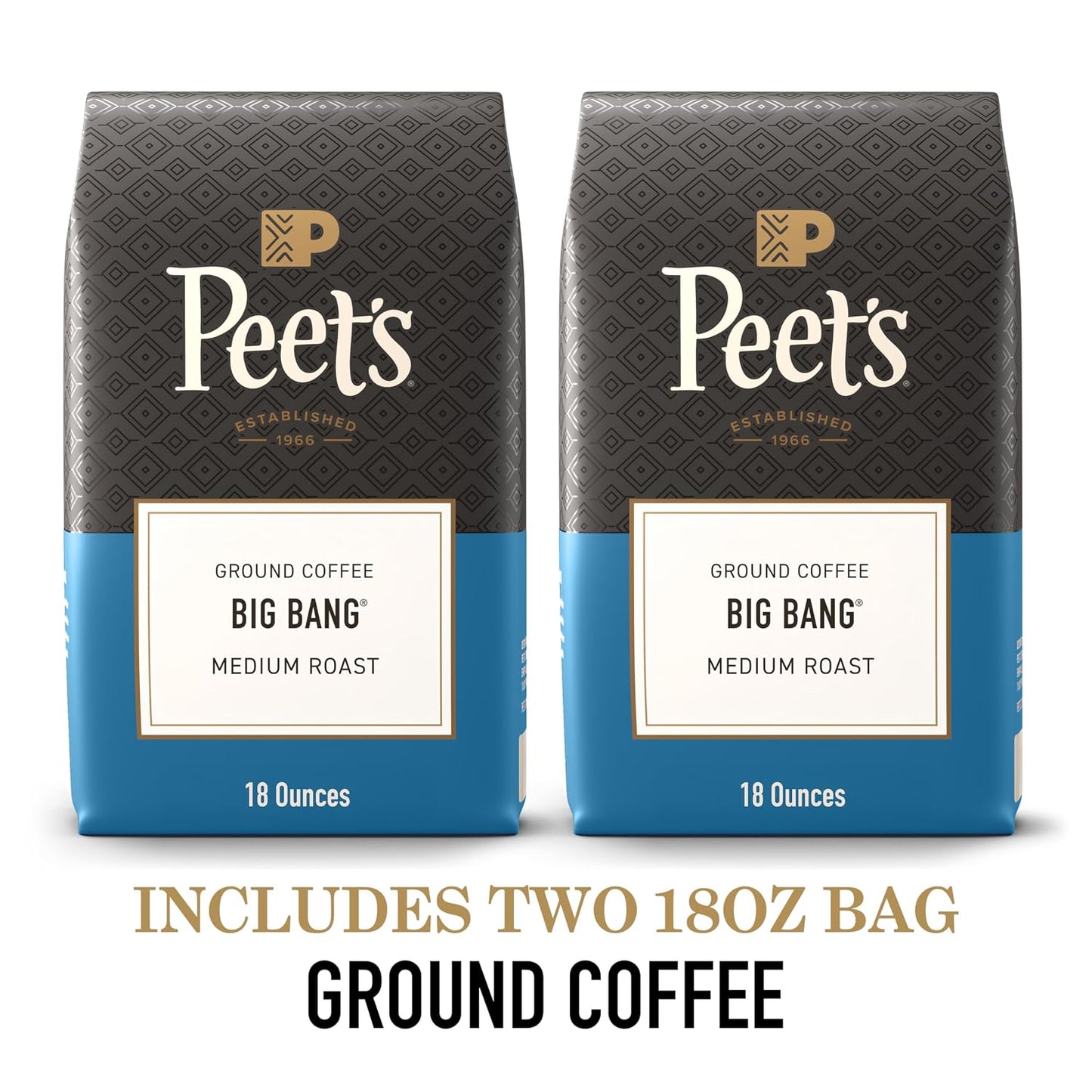 Peet's Coffee Medium Roast Ground Coffee | Big Bang | 36 Ounces | 2 Bags