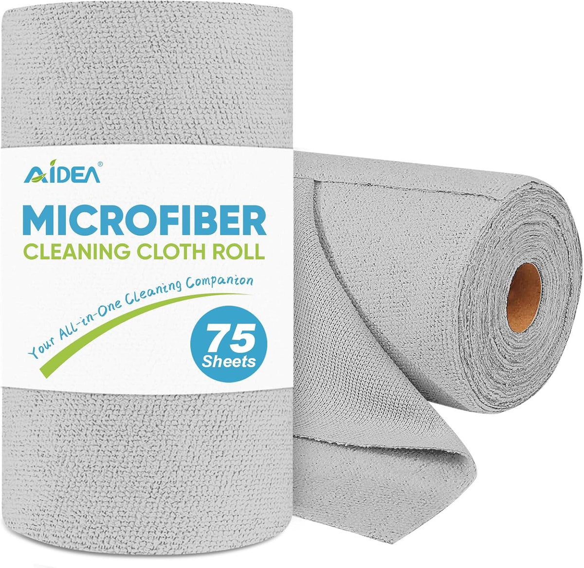AIDEA Microfiber Cleaning Cloth Roll-75PK, Reusable Paper Towels 11.5×11.5"