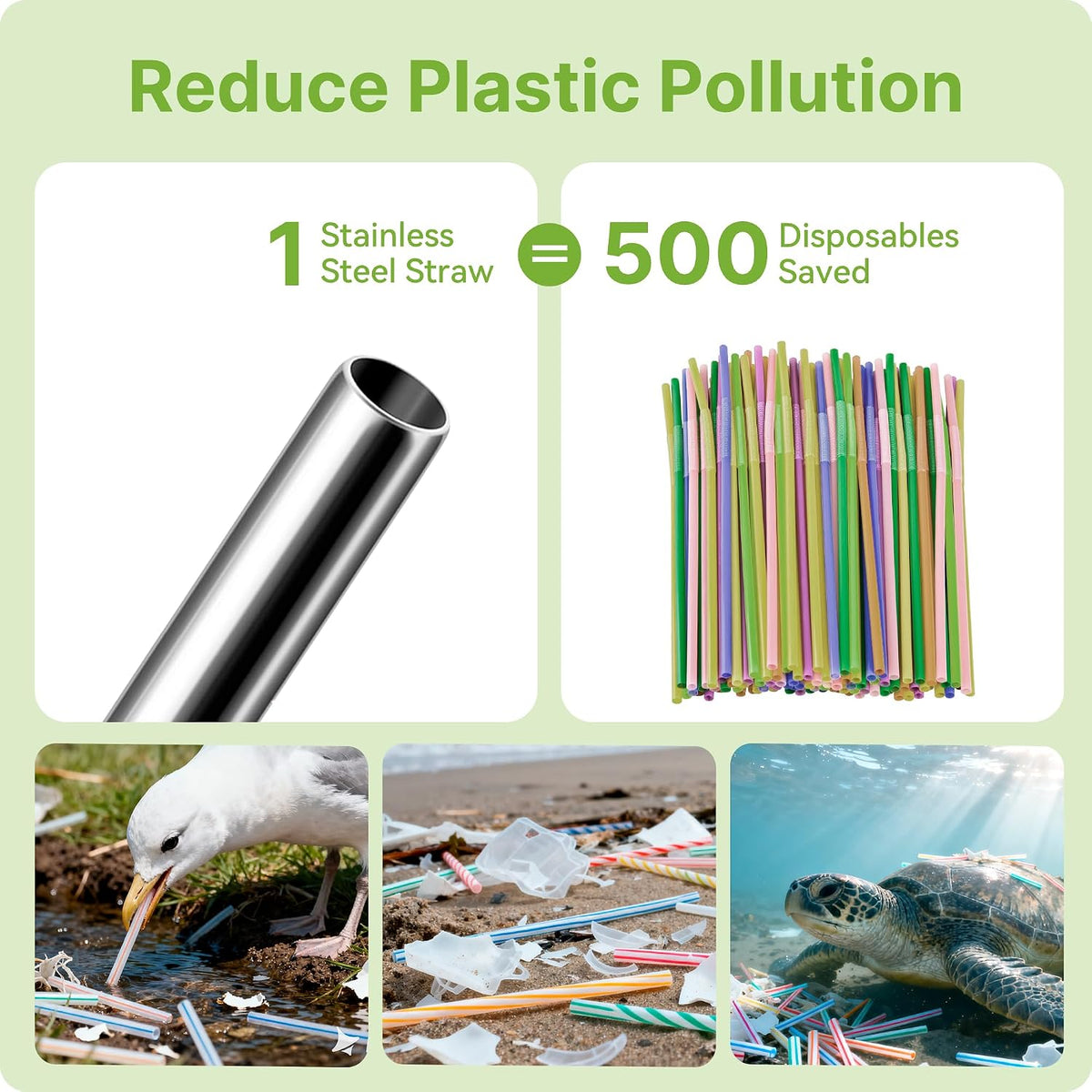 Metal Straws With Silicone Tip For Stanley Adventure Quencher H2.0 Tumbler 14 oz 20 oz, Short Straw Replacement Stainless Straws Reusable For STANLEY Cups 14oz,20 oz, Dishwasher Safe(Black)