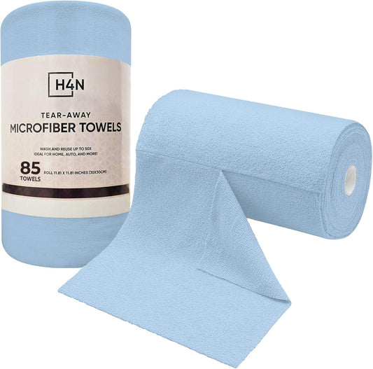H4N Microfiber Cleaning Cloth Roll, 85 Pack Micro Fiber Wash Cloths for Car, Tear Away Towels, Ultra Absorbent Dish Rags,