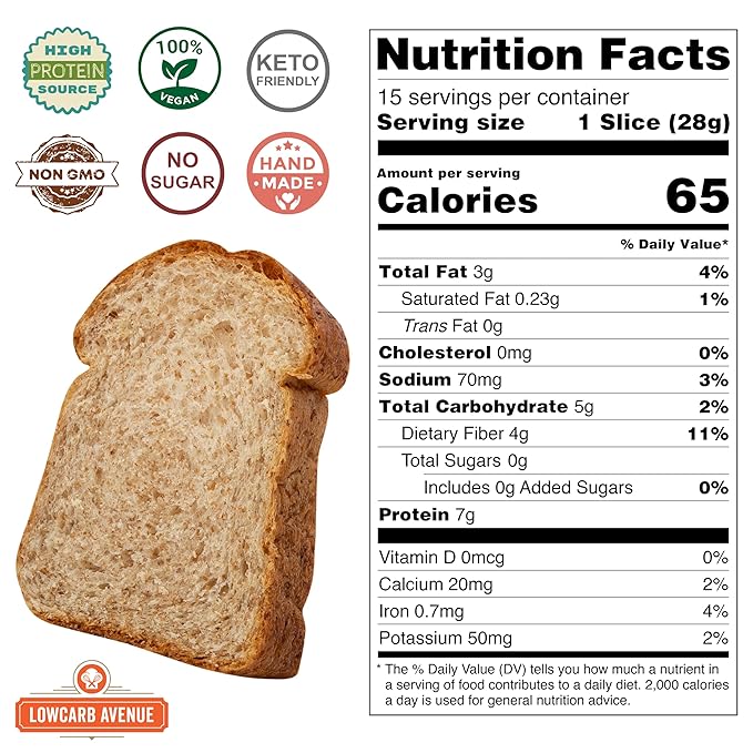 Dr. B's Multigrain Bread | 2g Net Carbs & 7g Protein | Low Calorie, Vegan, Sugar Free | Fresh, Sliced, Keto & Low Carb Bread Loaf ((3 Pack (16 oz), Plain)
