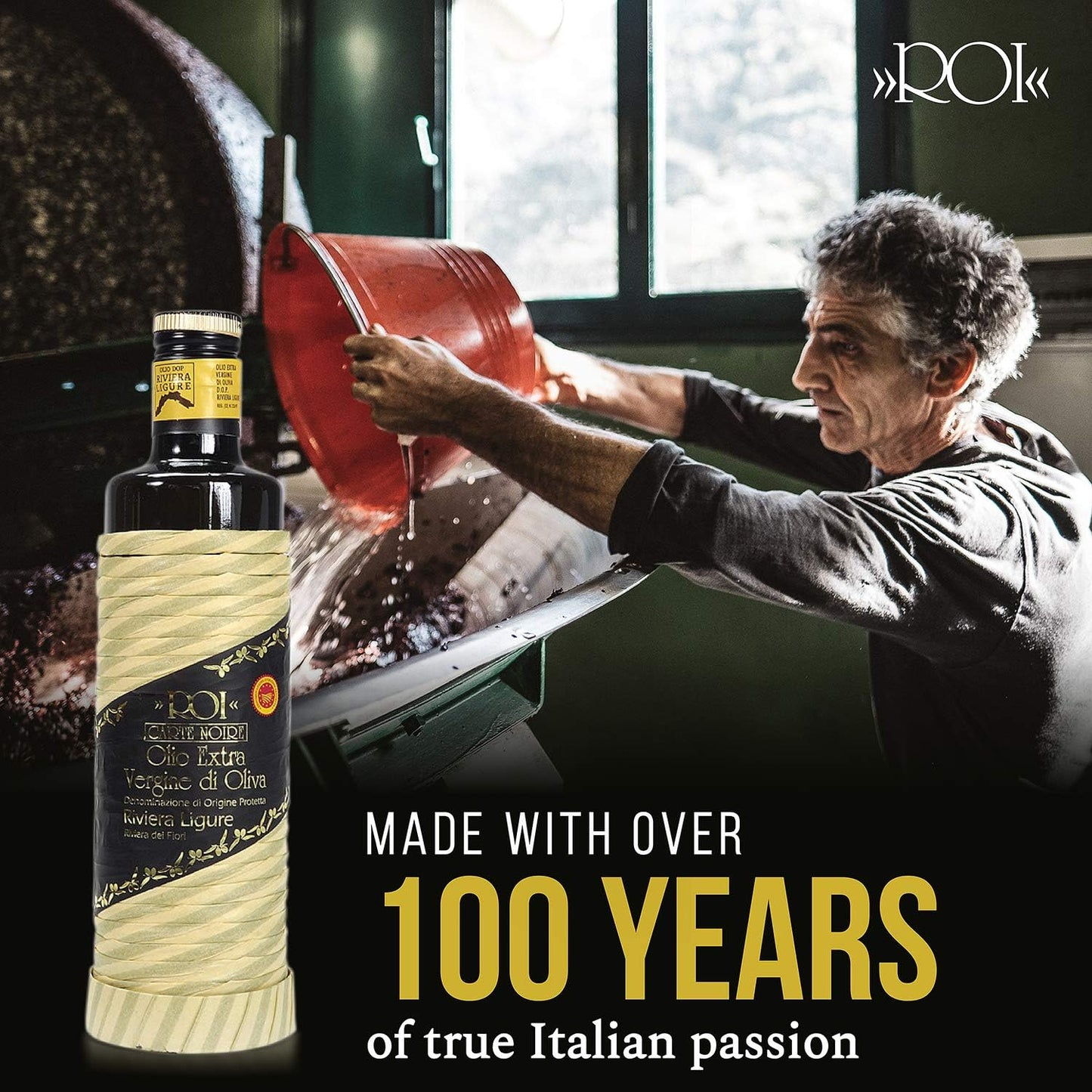 ROI Italian Extra Virgin Olive Oil - Made from Ligurian Taggiasca Olives - Polyphenol Rich EVOO - DOP Certified - Fresh Cold Pressed in Italy - Low Acid - No Pesticides, No GMO - 16.9 fl oz 500 ml