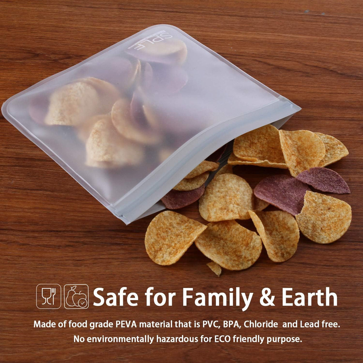 SPLF 12 Pack Dishwasher Safe Reusable Storage Bags(5 Reusable Sandwich 5 Snack 2 Gallon), Extra Thick Freezer Bags Leakproof Silicone and Plastic Free Food Lunch Bag