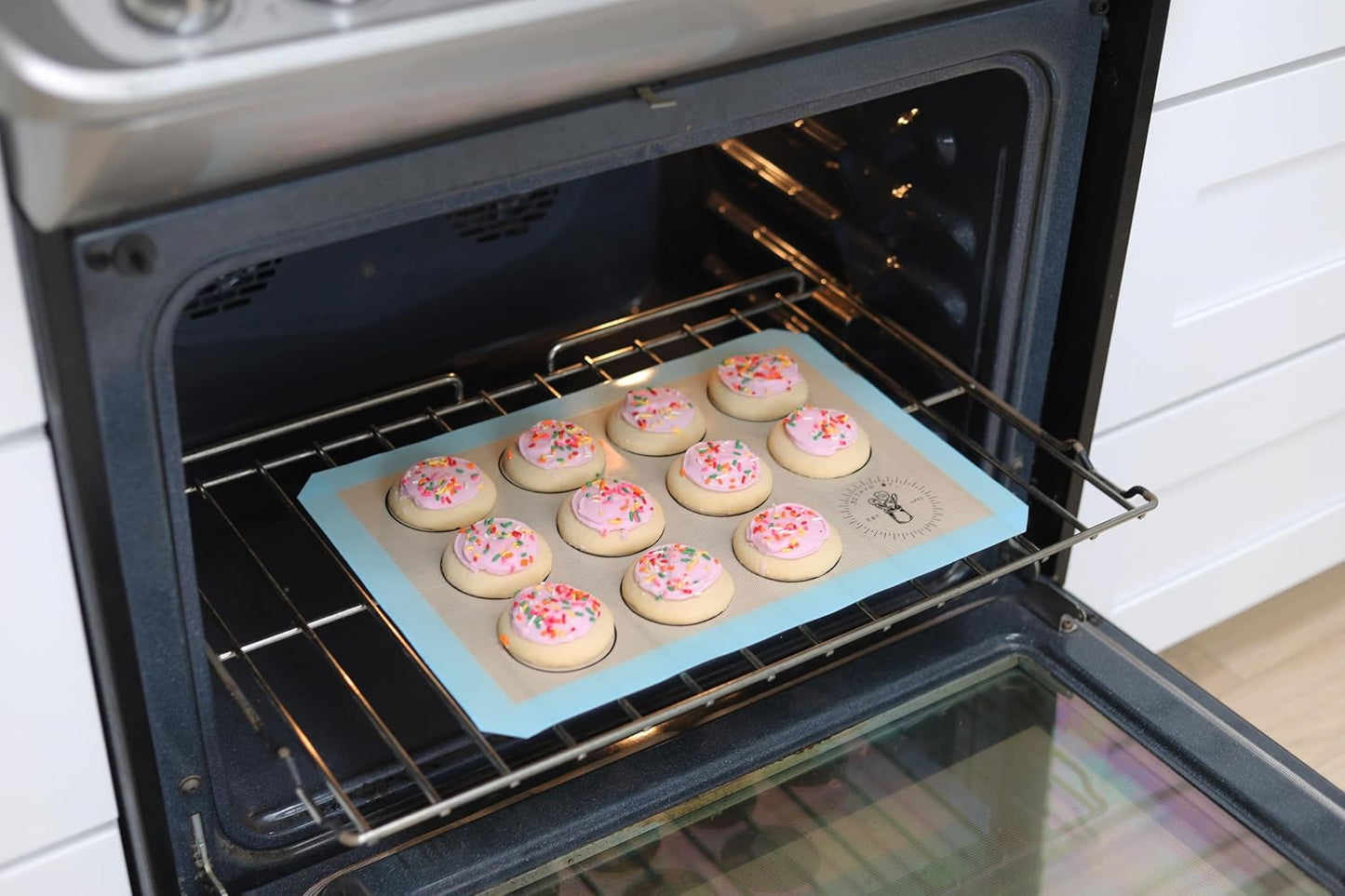 Macaron Baking Mat Silicone Non Stick, Half Sheet Reusable Pack of 4 Blue | Non-Stick Macaron Mat for Easy Baking, Heat Resistant &amp; Dishwasher Safe, Reusable &amp; Eco-Friendly, For Cookies &amp; More (11x16”)