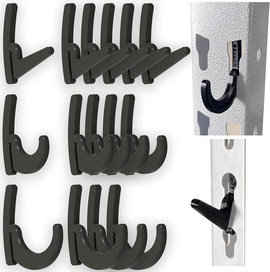 BearClaw Universal Hooks for Garage Shelving and Industrial Storage Racks with Keyhole Slots, L-Hooks and J-Hooks for Garage
