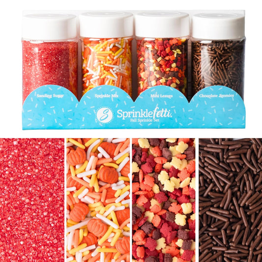 Sweets Indeed Sprinkles, Fall Sprinkles, Leaf Shapes, 4 pack, 11.57 ounces, Edible Sprinkle Mix, Perfect for Cake