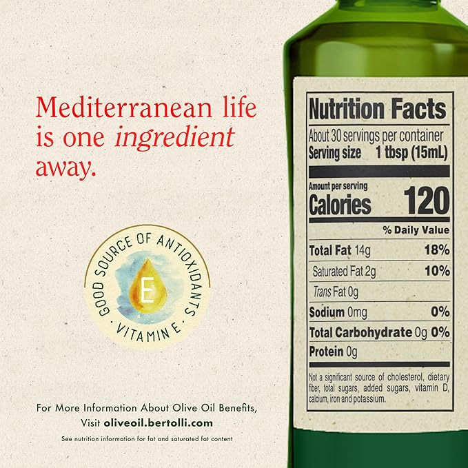 Bertolli Extra Virgin Dress & Drizz Intense Flavor, Perfect for salad dressings, marinades, and bread dipping, Naturally Gluten Free, Non-Allergenic, Non-GMO, 15.5 oz, single bottle