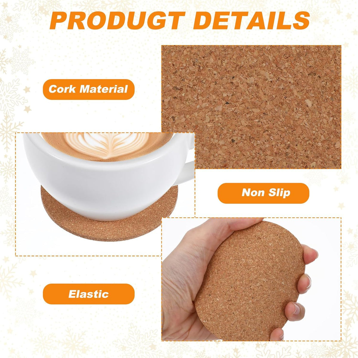100Pcs Cork Coasters 3.5" Round Natural Cork Coaster, 0.12" Thick Absorbent Bulk Coasters, Blank Coaster for Crafts DIY for Wedding, Coffee Bar, Home Decor