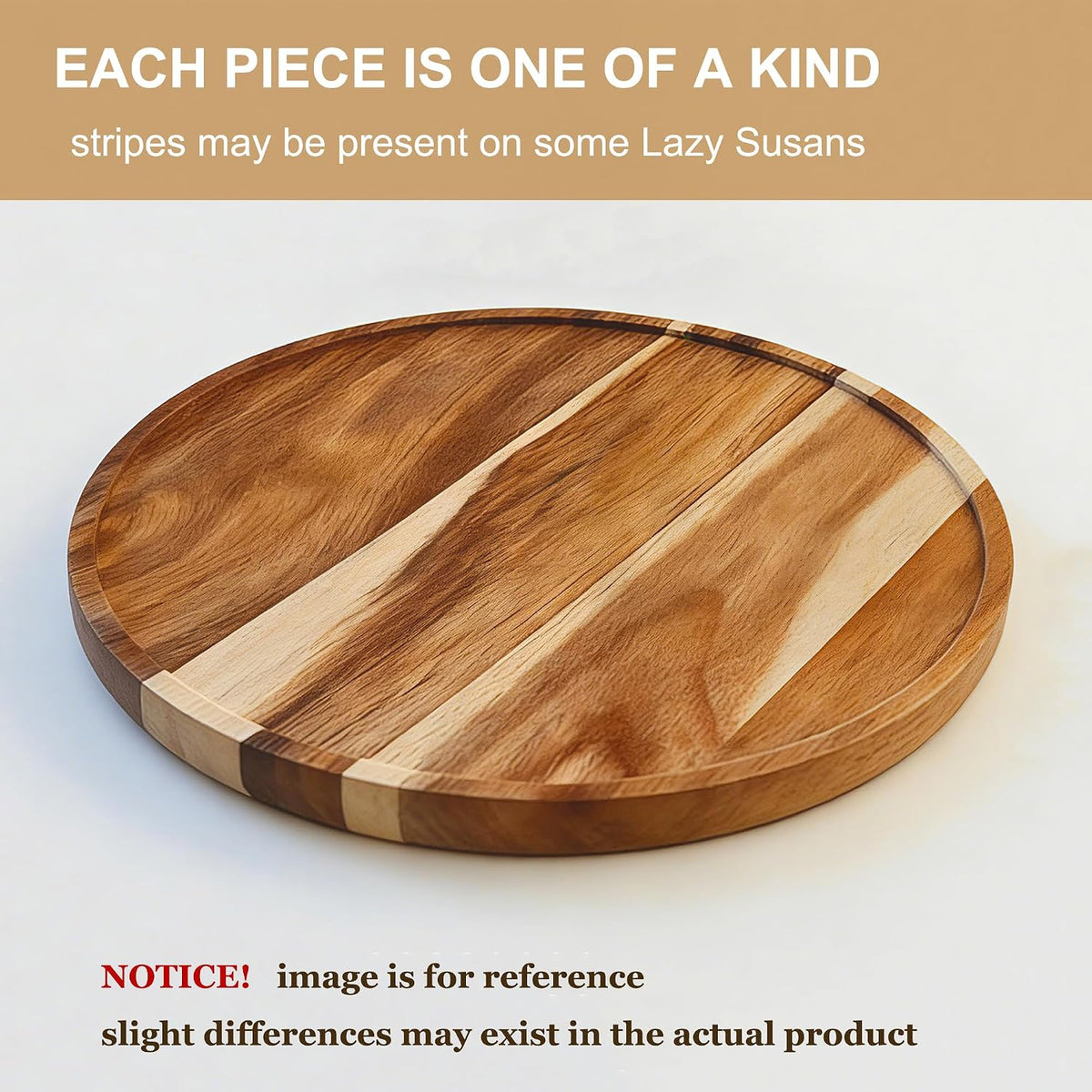 10-inch Acacia Wood Lazy Susan Organizers, ACIAZAAZ Lazy Susan Turntable for Cabinet, Kitchen Turntable Storage for Table, Countertop, Pantry