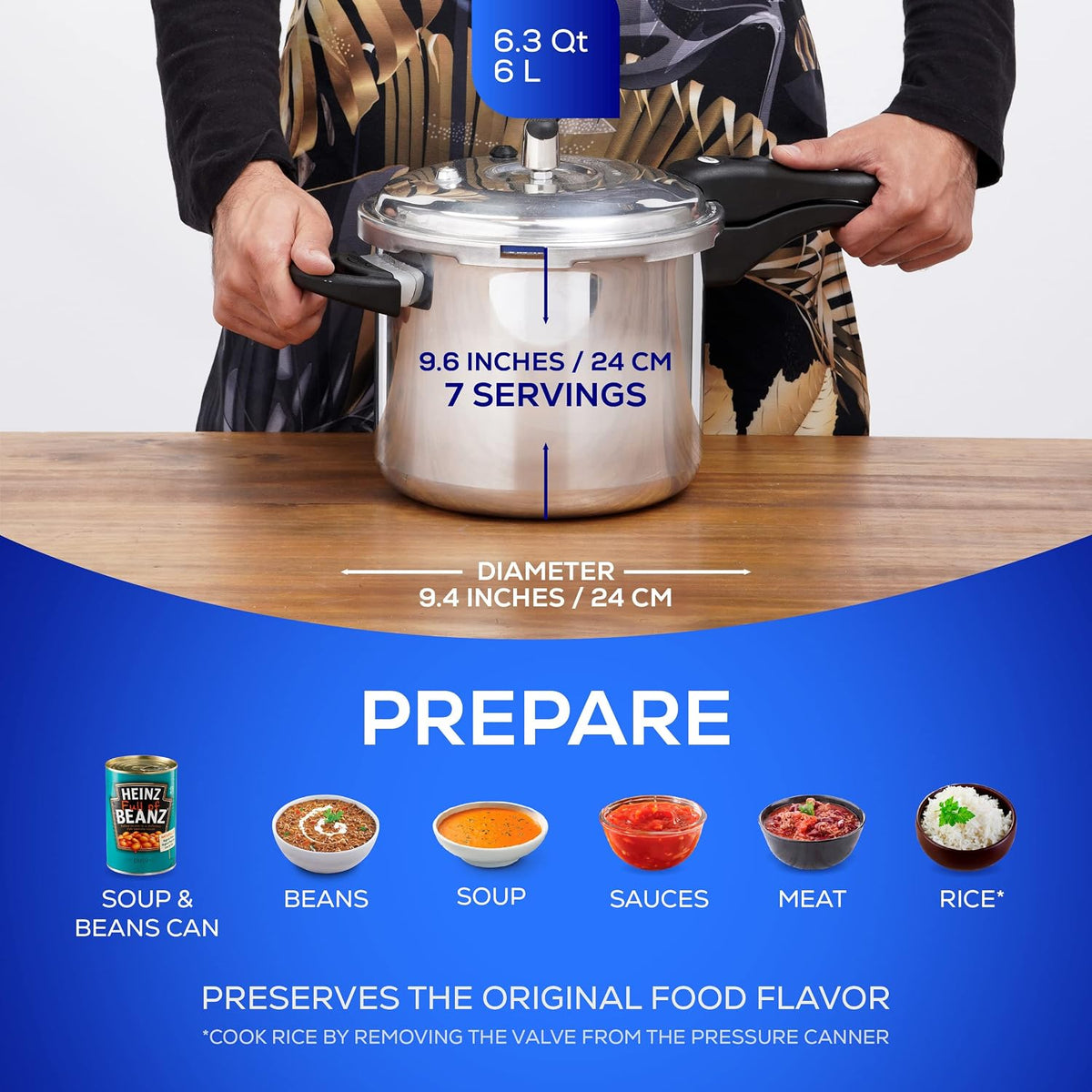 Universal Ultra 6.3 Quart Pressure Cooker, Anti-Rust Aluminum Stovetop Pressure Cooker with 5-Layer Safety System, Heat-Resistant Handles, Dishwasher Safe, Family Size