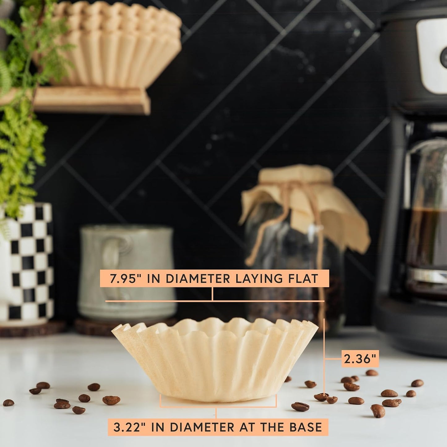 Basket Coffee Filters 8-12 Cup, 600 Count, Unbleached, Made In USA