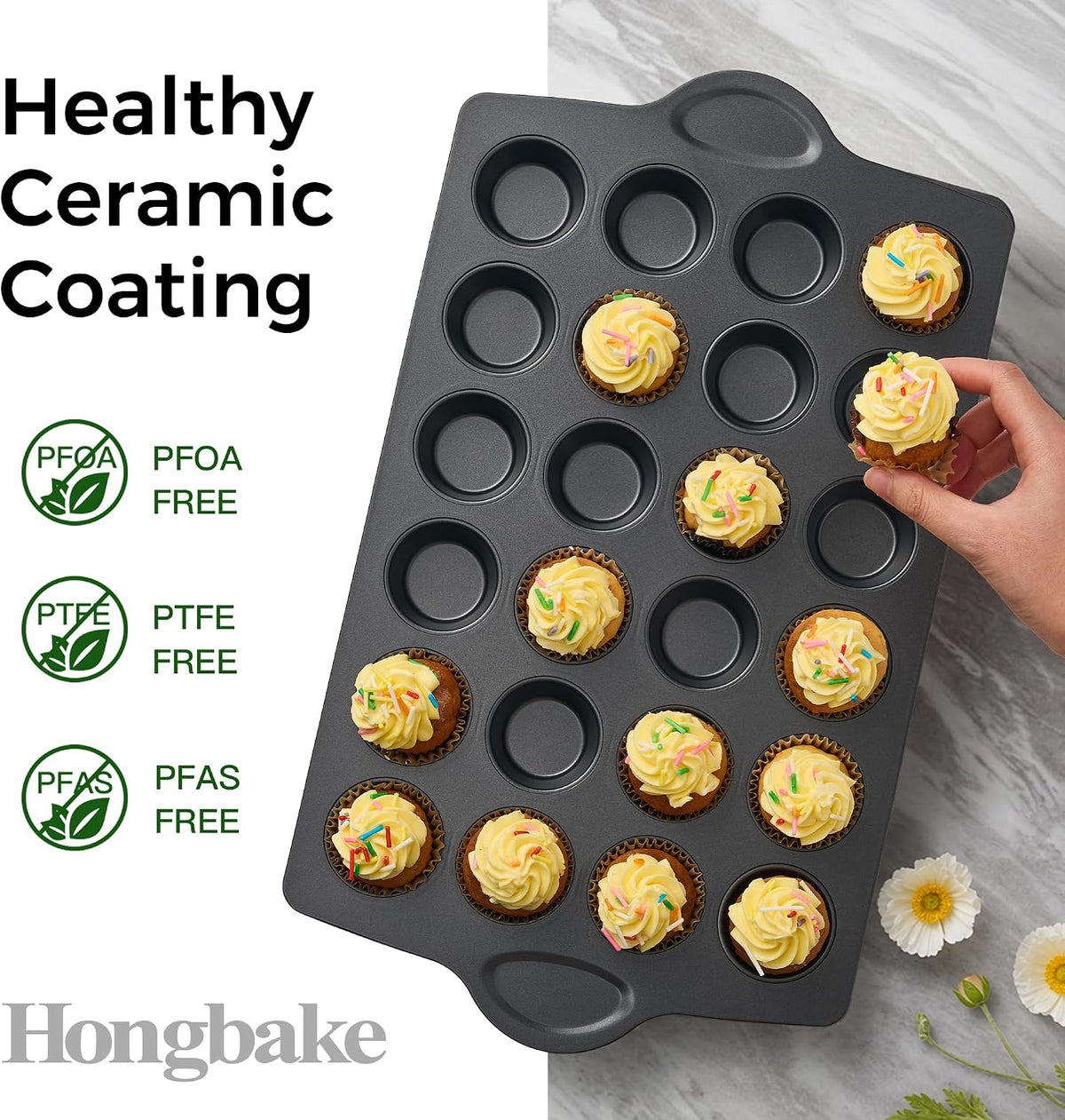 HONGBAKE Mini 24 Ceramic Muffin Pan Set
