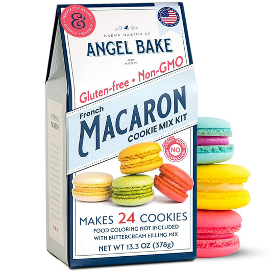 French Macaron Baking Mix Kit with Swiss Buttercream Filling - Makes 48 Shells Depends on Pastry Size - Gluten-Free and