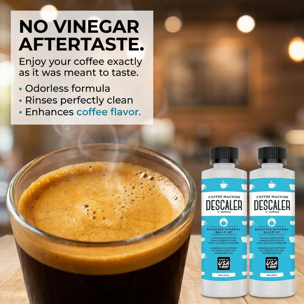 IMPRESA Coffee Machine Descaler (2 Uses Per Bottle) - Made in the USA - Universal Descaling Solution