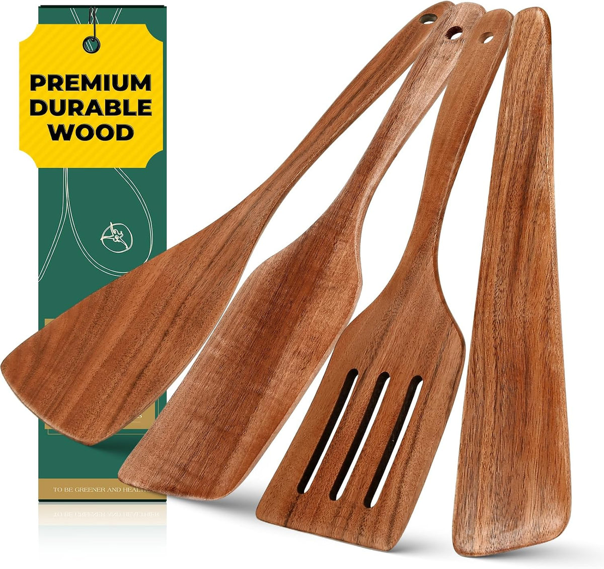 AIUHI Premium Teak Wood Spatula Set