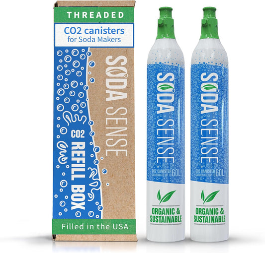 Soda Sense CO2 Cartridges - 2PK Threaded 60L CO2 Cylinder Tank Gas Refills