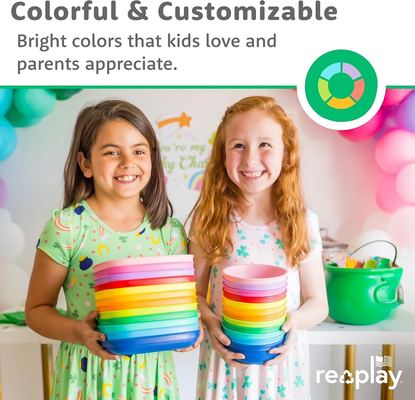 Re-Play 12 oz. Toddler Bowls Set of 3 - Kids Deep-Walled, Durable &amp; Reusable Snack and Meal Bowls, Dishwasher &amp; Microwave Safe, BPA-Free, Made in USA from Recycled Plastic, Beach Baby
