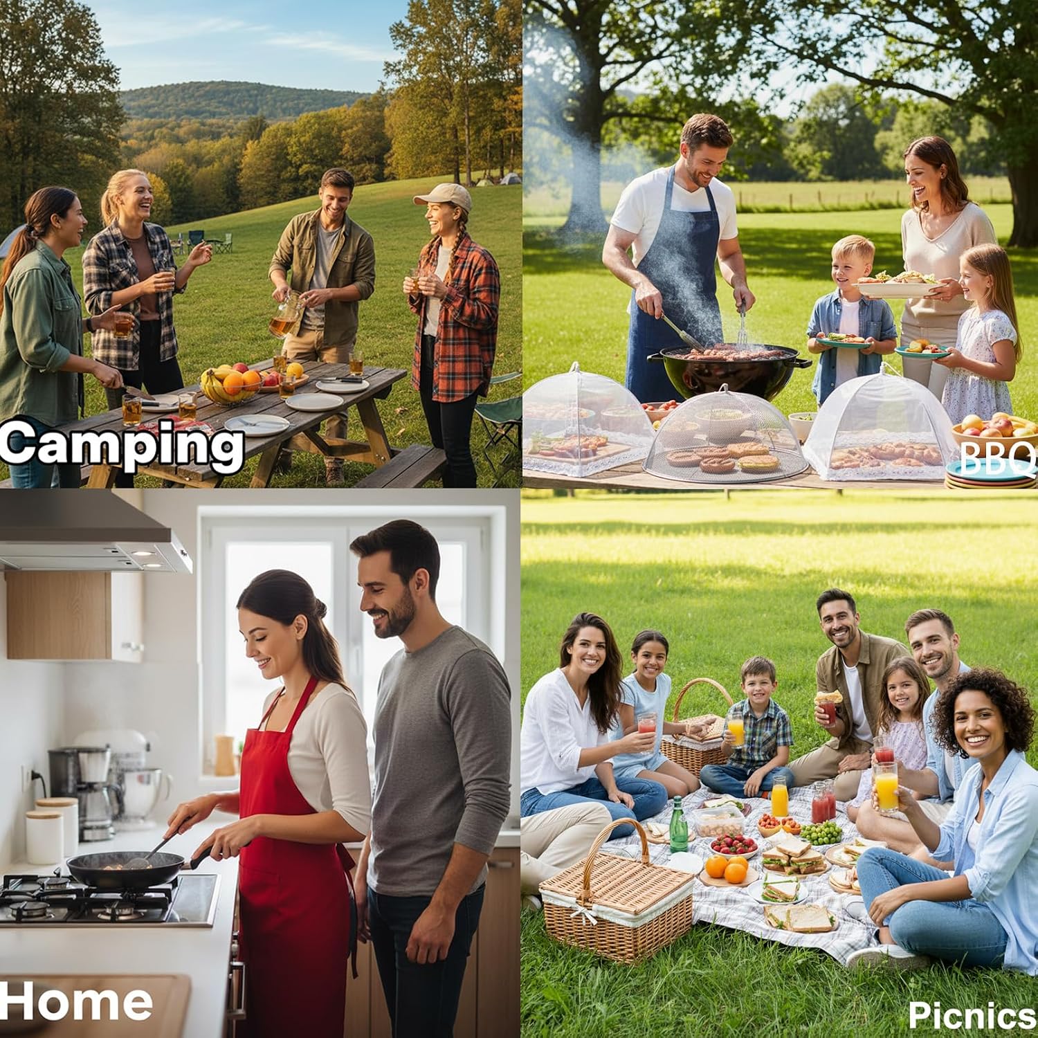 6 Pack Mesh Food Covers 17 Inch, White Pop-Up Food Tents, Collapsible Umbrella Screen Covers for Parties, BBQs, Picnics
