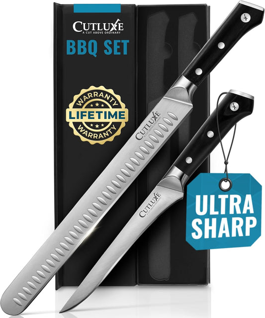 Cutluxe BBQ Carving Knife Set – Brisket Slicing and Boning Knife for Meat Cutting – Professional Knife with Razor Sharp