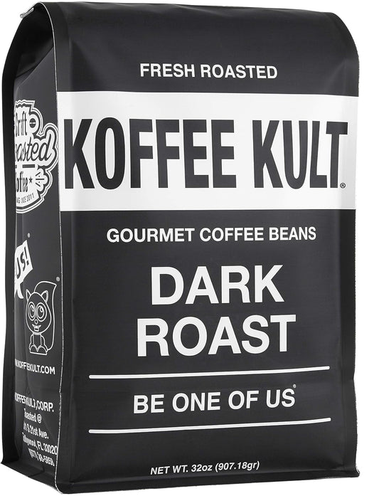 Koffee Kult Dark Roast Whole Bean Coffee - Small Batch 100% Arabica Gourmet Blend, Smooth and Well Balanced Artisan Roasted