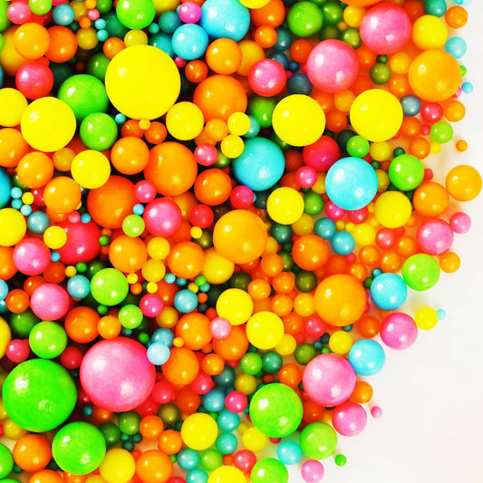 Kasvan Rainbow Pearl Sugar sprinkles - Edible Candy Pearls 130g/4.58 Oz, Mix Size Cake Candy, Decorate Cakes, Cookies, Ice