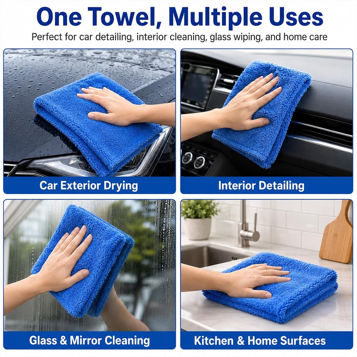 Shimeyao 30 Pcs 16 x 16 Inch Microfiber Car Towels, 500 GSM Edgeless Plush