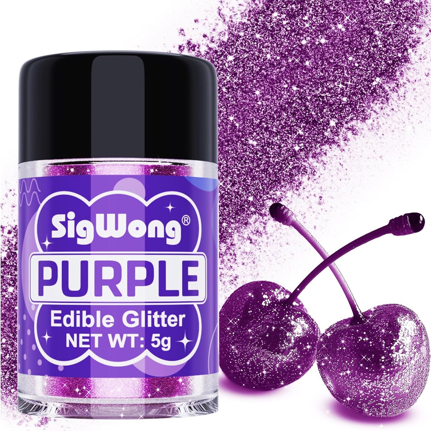Purple Edible Glitter - 5g Food Grade Cake Decorating Shimmering Glitter, Edible Sprinkle Luster Dus