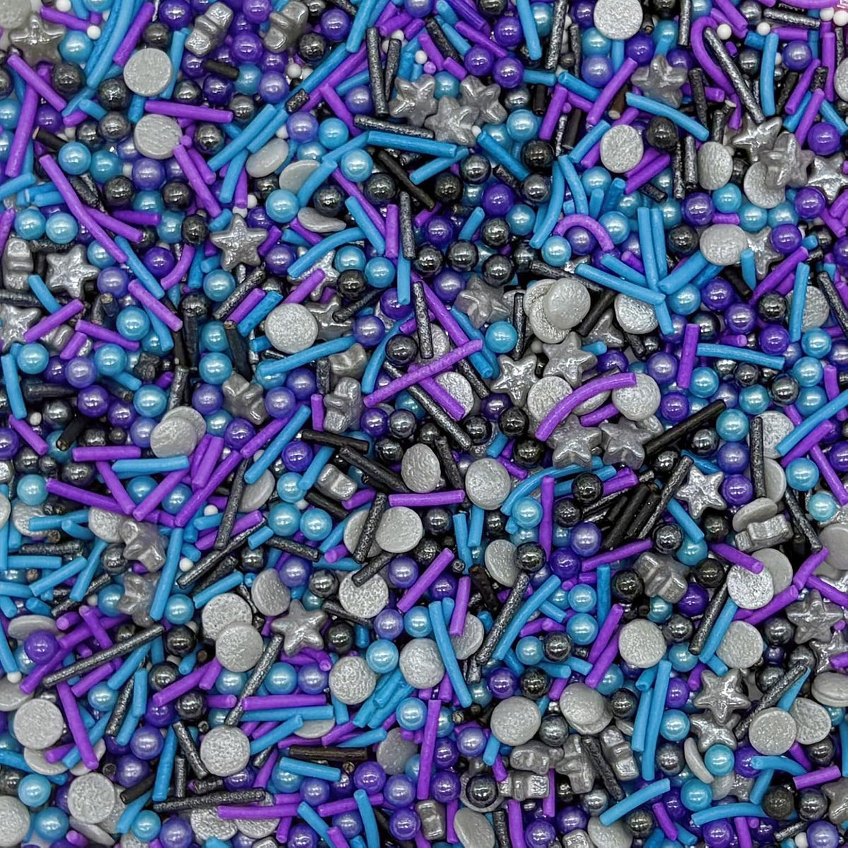 Dynastang Black &amp; Silver &amp; Blue &amp; Purple Sprinkles Mixed Style Edible Cake Decorations Cupcake Toppers Cookie Perfect for Cakes, Cupcakes, Desserts Toppings 3OZ