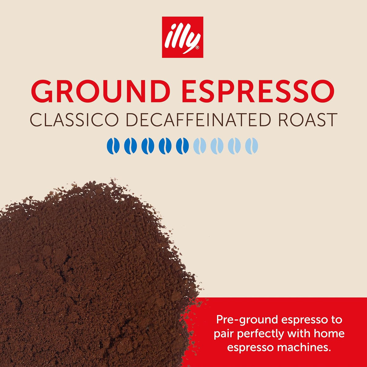 illy Decaf Ground Espresso Coffee, Classico Medium Roast, 8.8oz, 6 Pack | 100% Arabica, Premium Italian Coffee, Pre-Ground for Espresso Machines