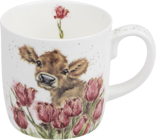 Royal Worcester Wrendale Designs Bessie Cow Mug | 14 Ounce Large Coffee Mug with Cow Design | Made from Fine Bone China |