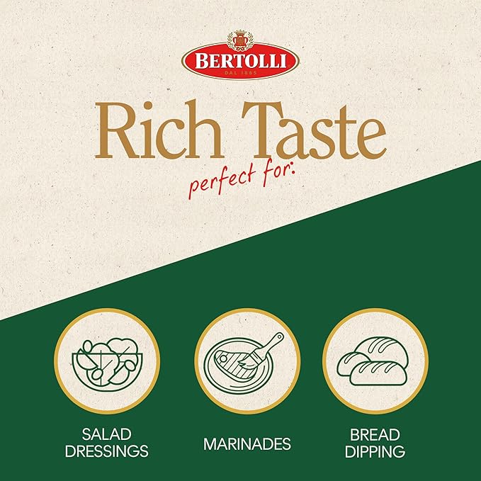 Bertolli Extra Virgin Dress & Drizz Intense Flavor, Perfect for salad dressings, marinades, and bread dipping, Naturally Gluten Free, Non-Allergenic, Non-GMO, 15.5 oz, single bottle