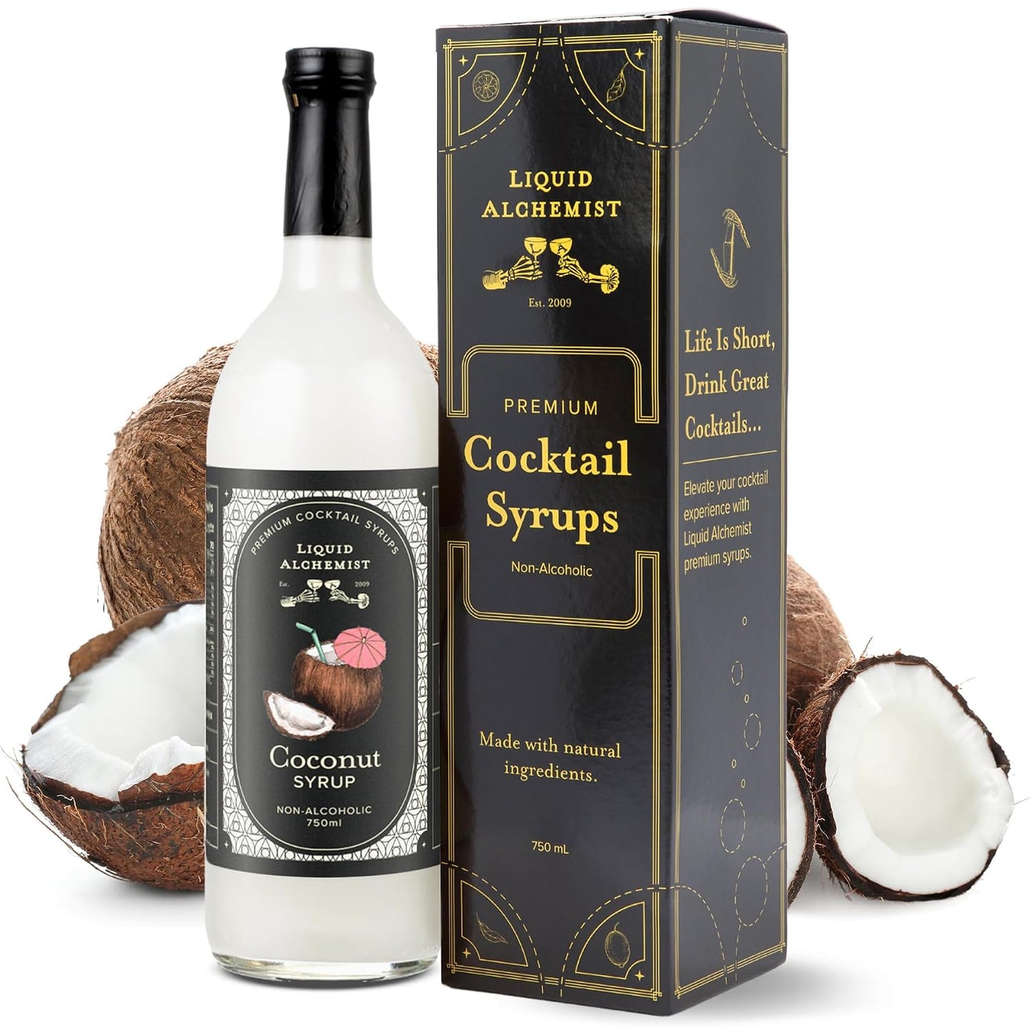 Liquid Alchemist Coconut Syrup for Cocktails | Real Ingredients Make our Coconut Syrup for Drinks a Perfect Pina Colada Mixer | Small Batch, Non-GMO &amp; Vegan | 25.4 Oz Drink Mixer, Pack of 1
