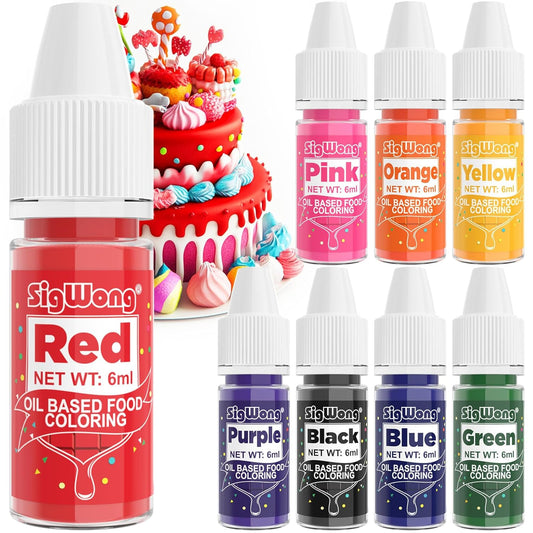Oil Based Food Coloring - 8 Colors Upgraded Food Coloring for Chocolate, SigWong Oil Based Food Dye for Cake Decorating,
