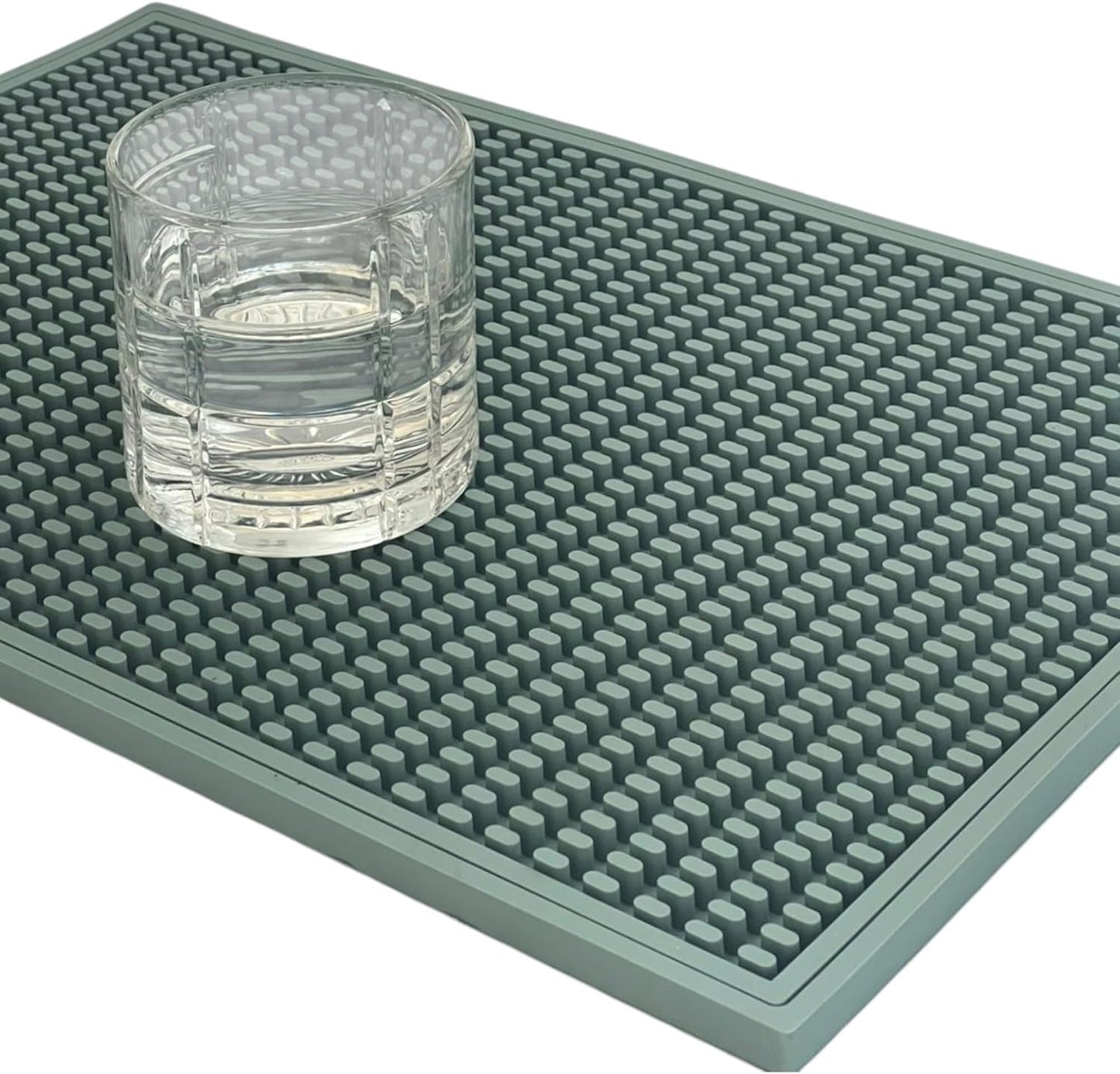 Rubber Bar Mat – Non-Slip Spill &amp; Drip Mat for Bartending, Coffee Bar &amp; Kitchen Countertop, Thick Durable Counter Protector &amp; Stylish Drying Mat (Sage Gray, 18"x12")