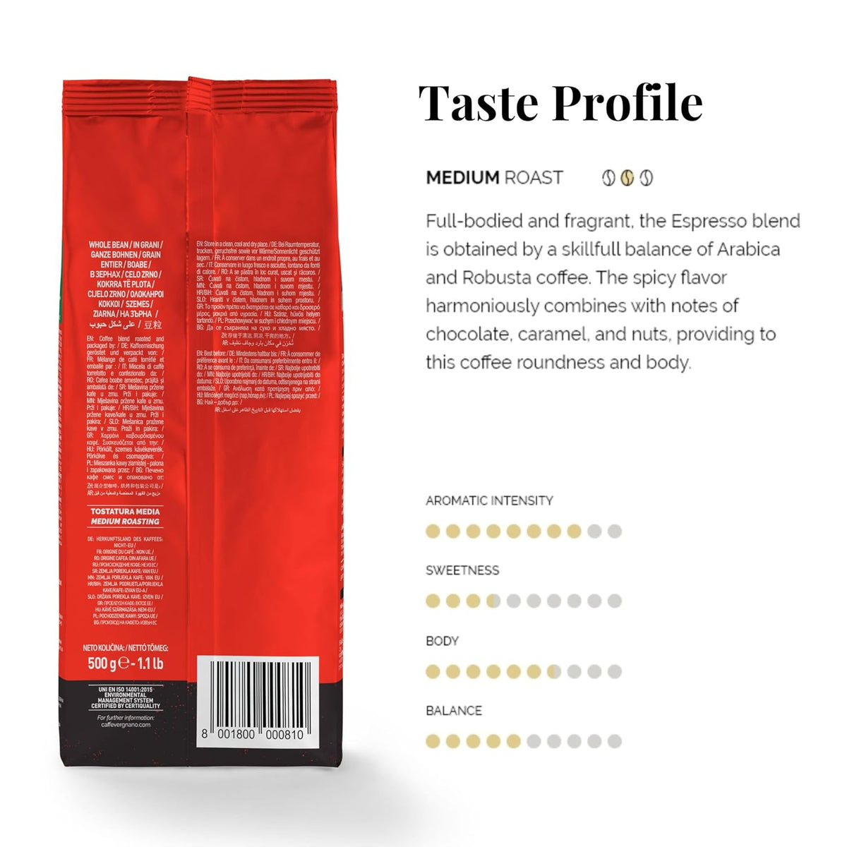 Caffe Vergnano Variety Whole Bean Coffee