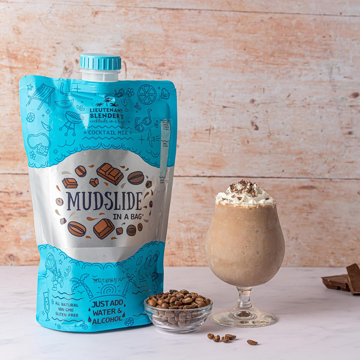 Lt. Blender's Mudslide Cocktail Mix - All Natural Creamy Rich Chocolate Coffee Blend, Easy to Make Slushy Cocktail, Resealable and Portable, 16 Servings per bag (3 Pack)
