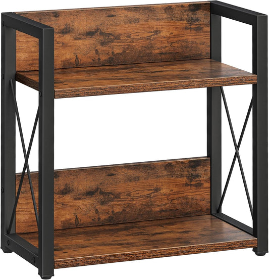 Giikin Counter Shelf Organizer, 2 Tier Kitchen Spice Rack for Countertop, Wood Coffee Counter Organizer for Home (Rustic