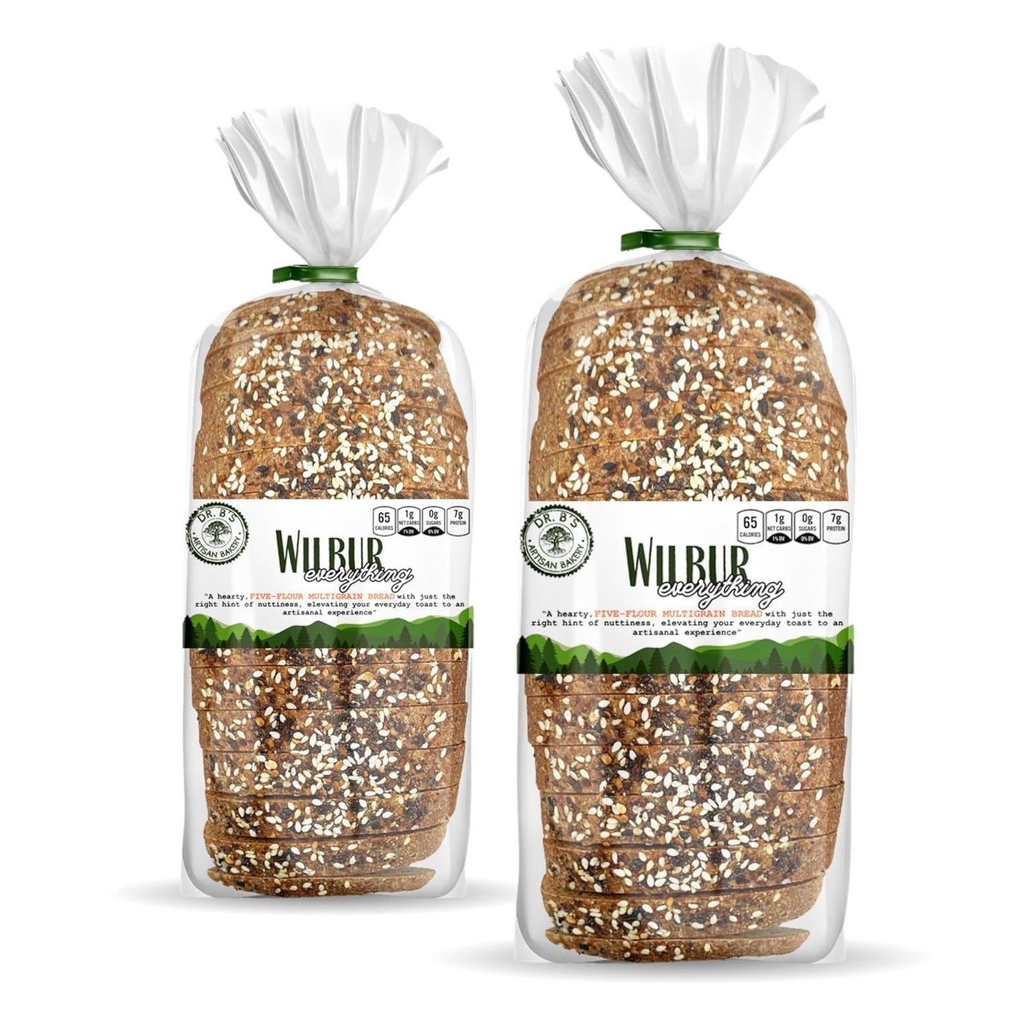Dr. B's Wilbur Five Flour Multigrain Bread | (2 Pack (16 oz), Everything)