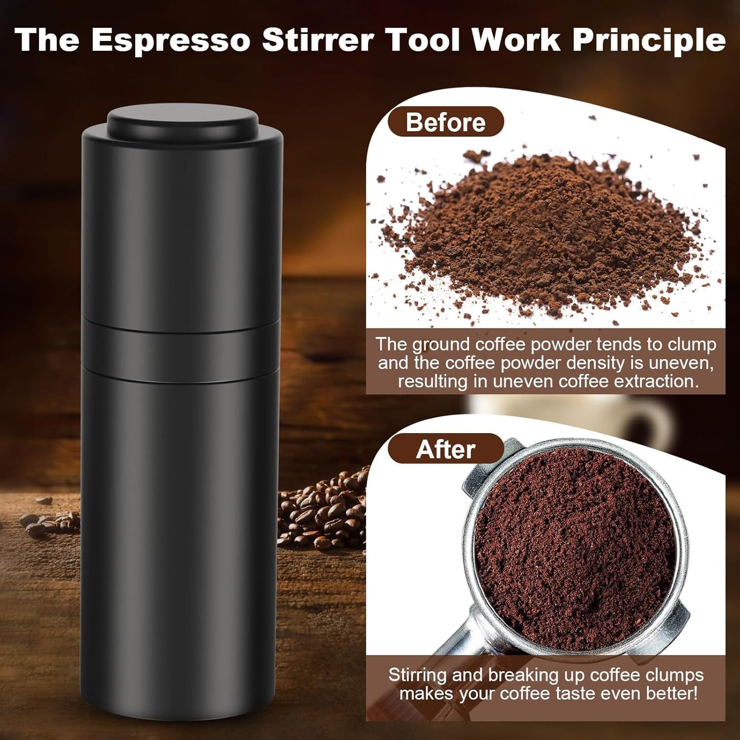 WDT Espresso Distribution Tools Espresso Stirrer Tool WDT Coffee Distributor for Barista Espresso Machine Accessories 9*0.35mm Espresso Grounds Stirrer with Extra 9 Replaceable Needles,Black