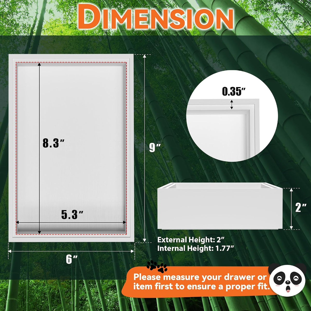 Lixple Bamboo Kitchen Drawer Organizer, 2 Pack, 9" x 6" x 2", White