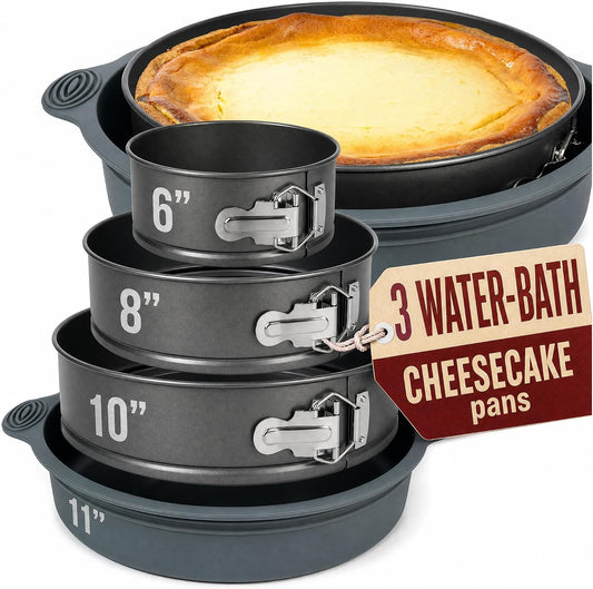 Cheese Cake Pans for Baking, NON-STICK Springform Pan Set &amp; SILICONE SLEEVE